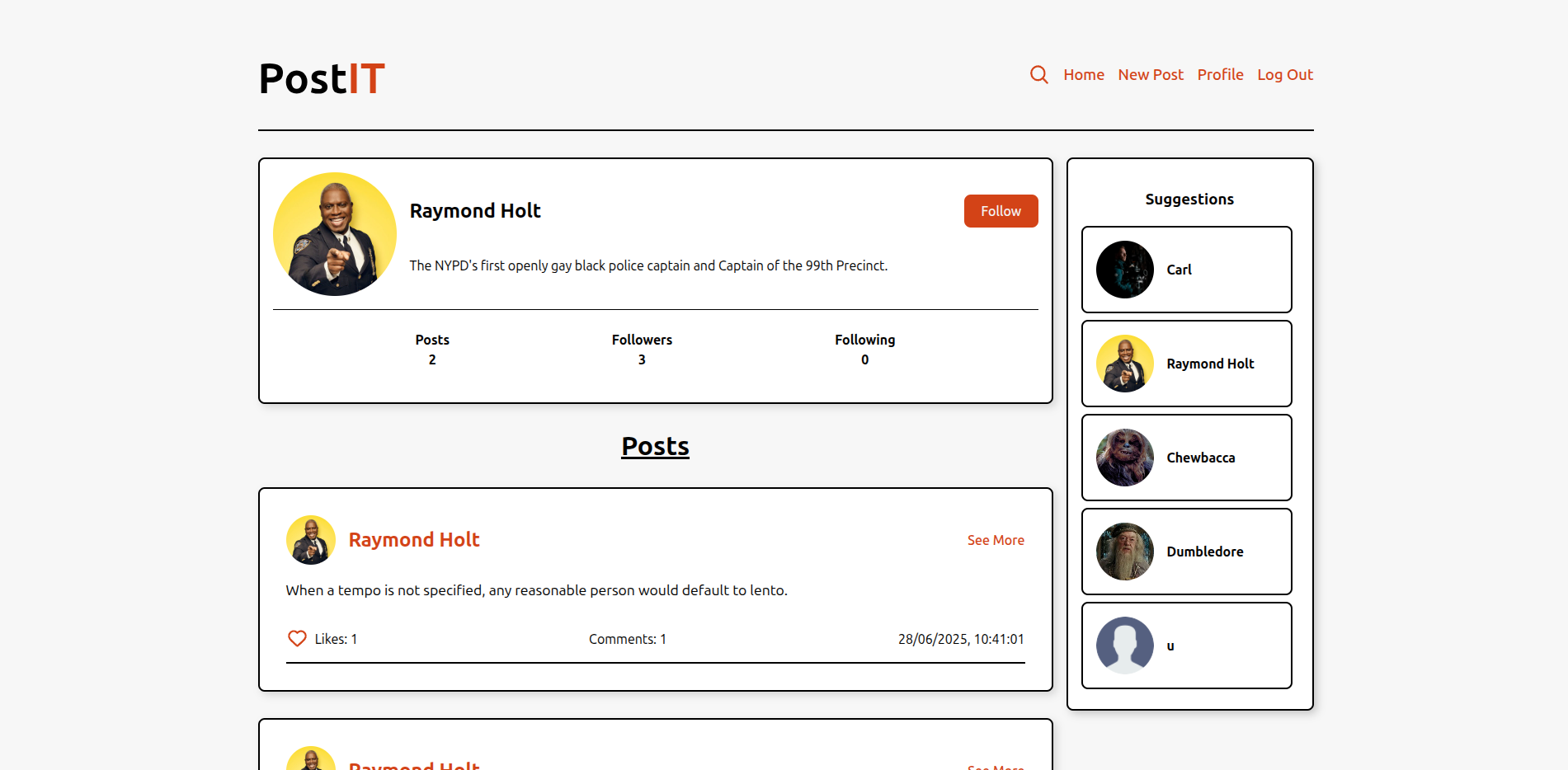 Profile page in light mode
